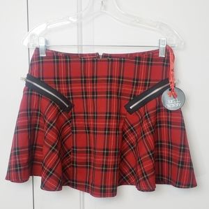 Hell Bunny Tartan Zipper Mini Skirt - Size Small